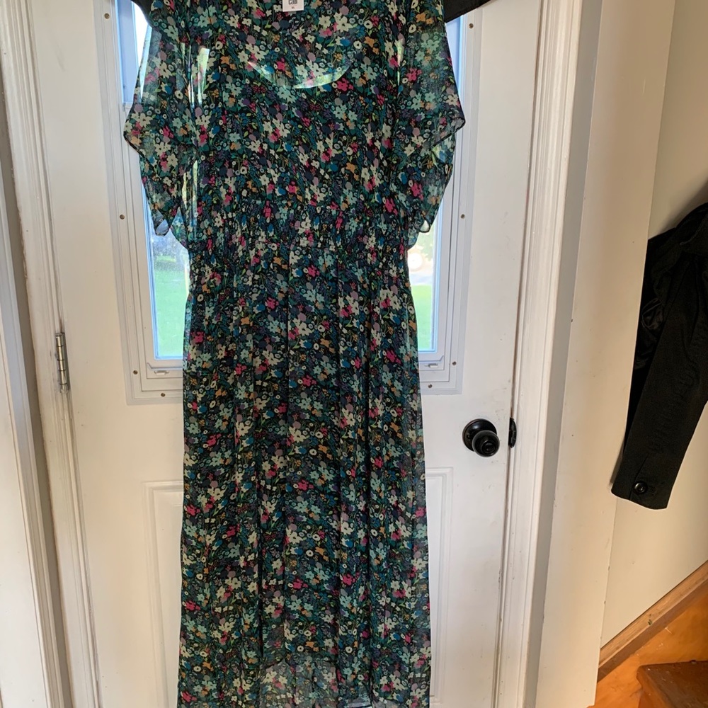 CAbi Navy Floral Midi Dress with Multicolor Blossoms - Picture 2 of 4